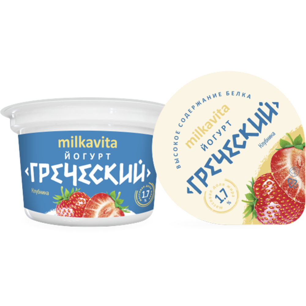 Greek yogurt “Milkavita” strawberry, 1.7%, 200 g