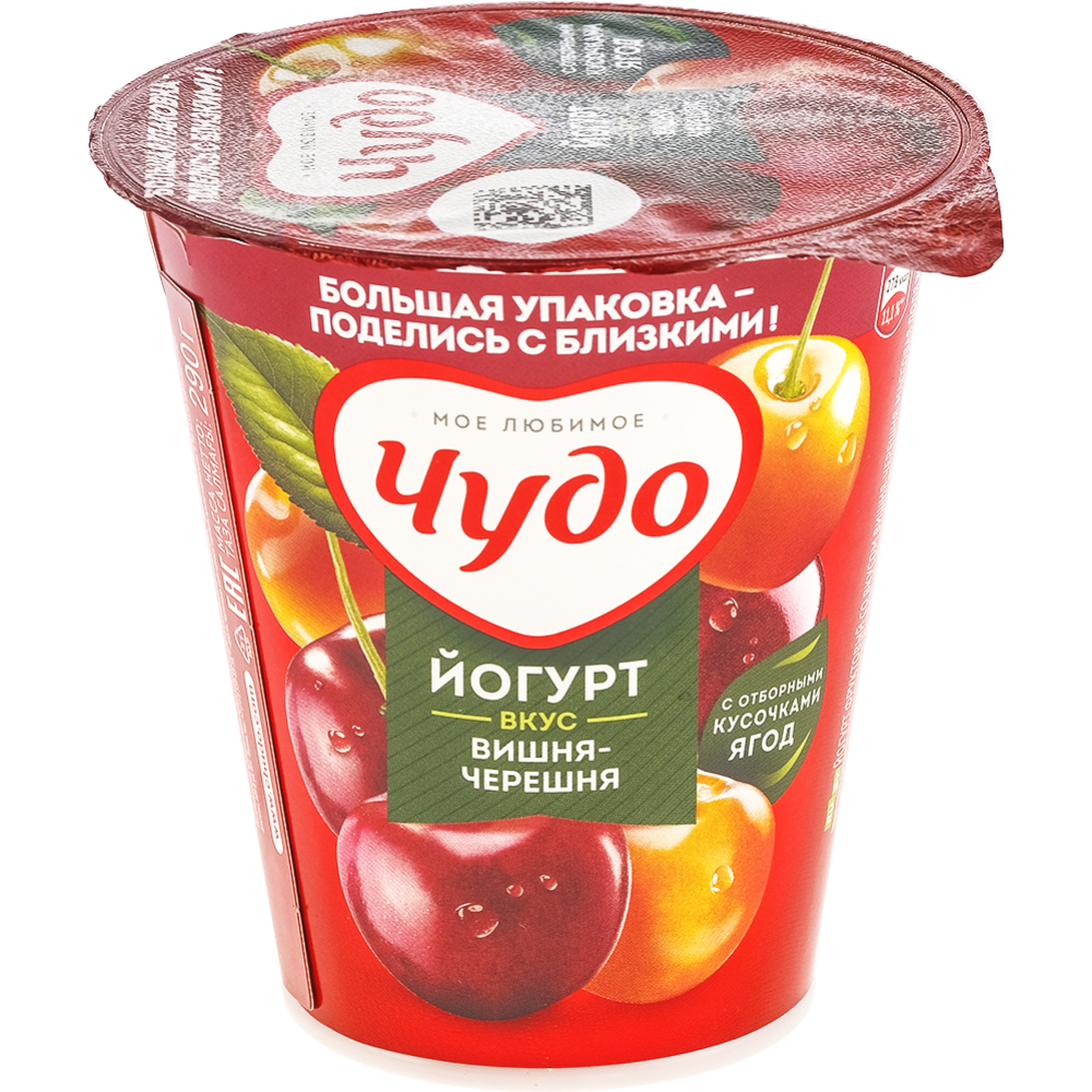 Йогурт «Чудо» со вкусом вишни и черешни, 2%, 290 г