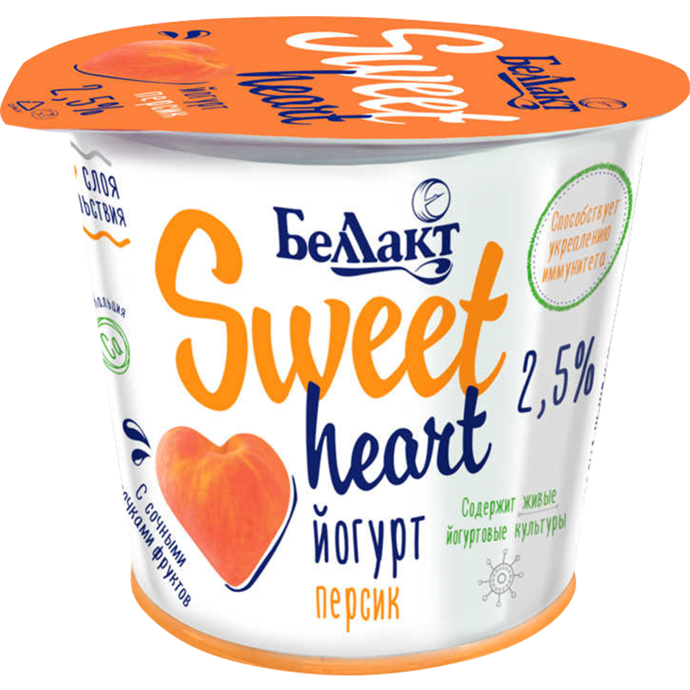 Yogurt “Bellakt” Sweet heart, peach, 2.5%, 150 g