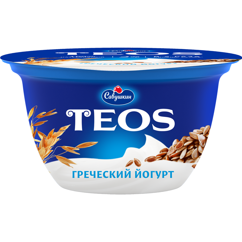 Йогурт греческий «Teos» злаки с клетчаткой льна, 2%, 140 г