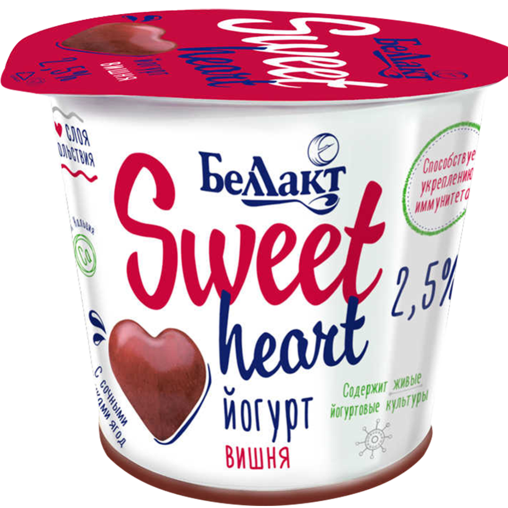 Йогурт «Беллакт» Sweet heart, вишня, 2.5%, 150 г